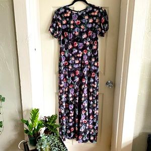 ASOS Velvet Open Back Floral Maxi Dress